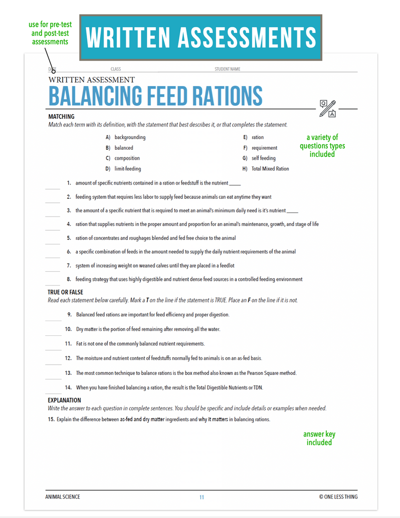 CCANS08.4 Balancing Feed Rations, Animal Science Complete Curriculum ...
