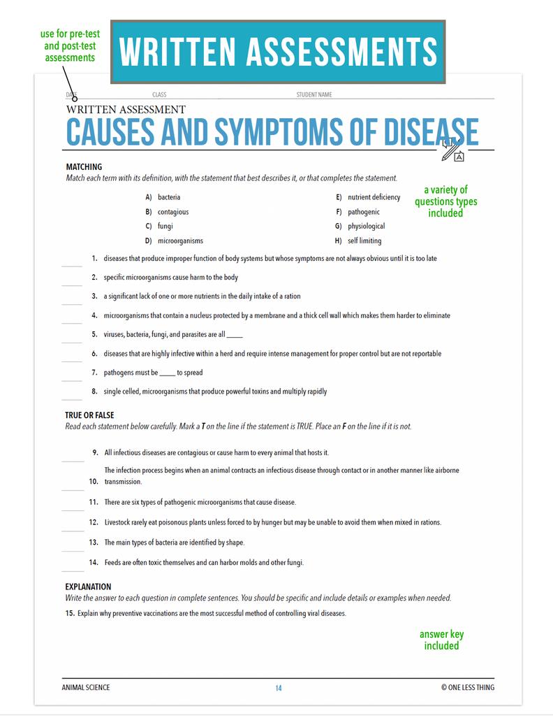 CCANS09.1 Causes and Symptoms of Disease, Animal Science Complete Curriculum