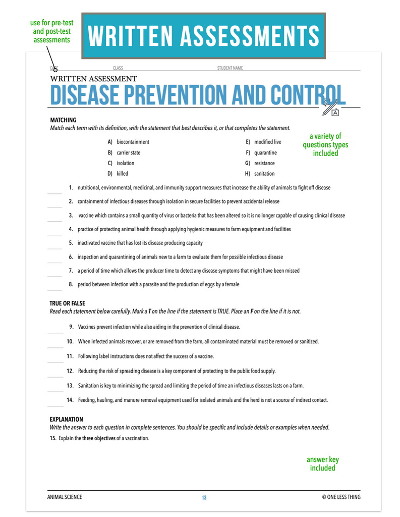 CCANS09.3 Disease Prevention and Control, Animal Science Complete Curriculum