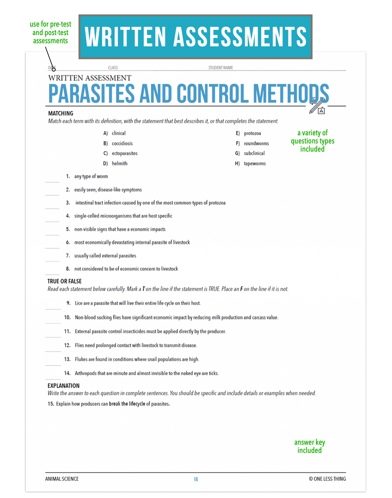 CCANS09.4 Parasites and Control Methods, Animal Science Complete Curriculum