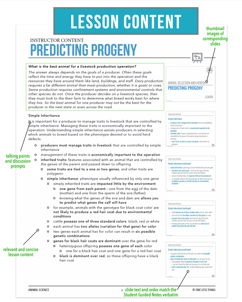 CCANS10.2 Predicting Progeny, Animal Science Complete Curriculum