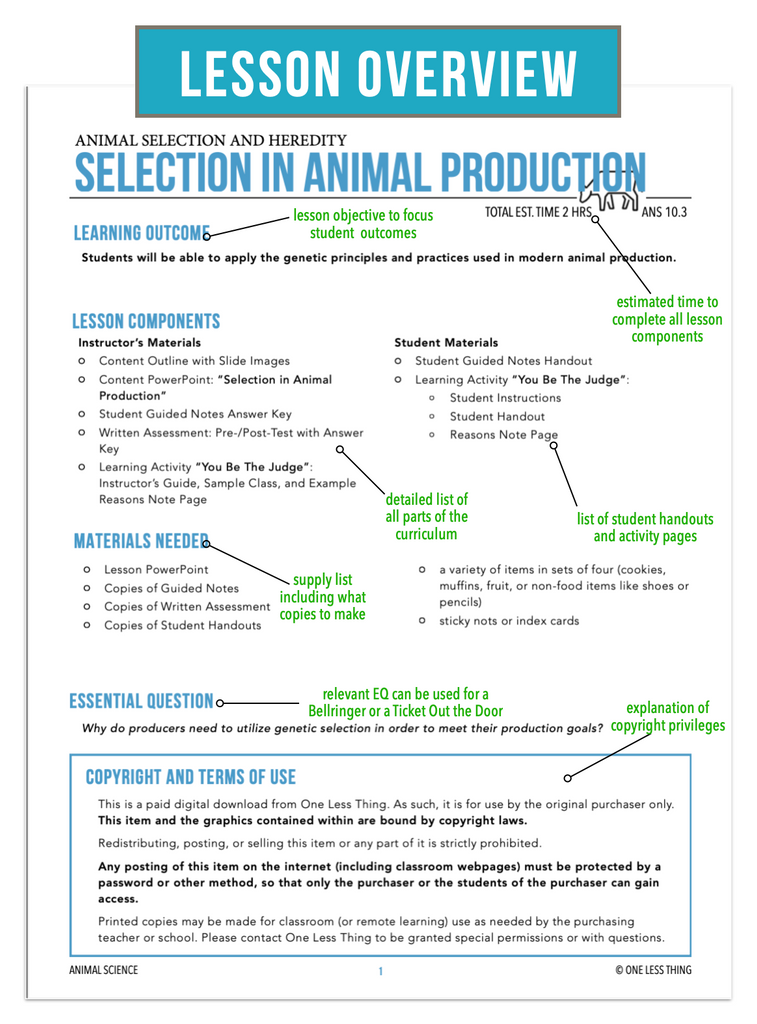 CCANS10.3 Selection in Animal Production, Animal Science Complete Curriculum