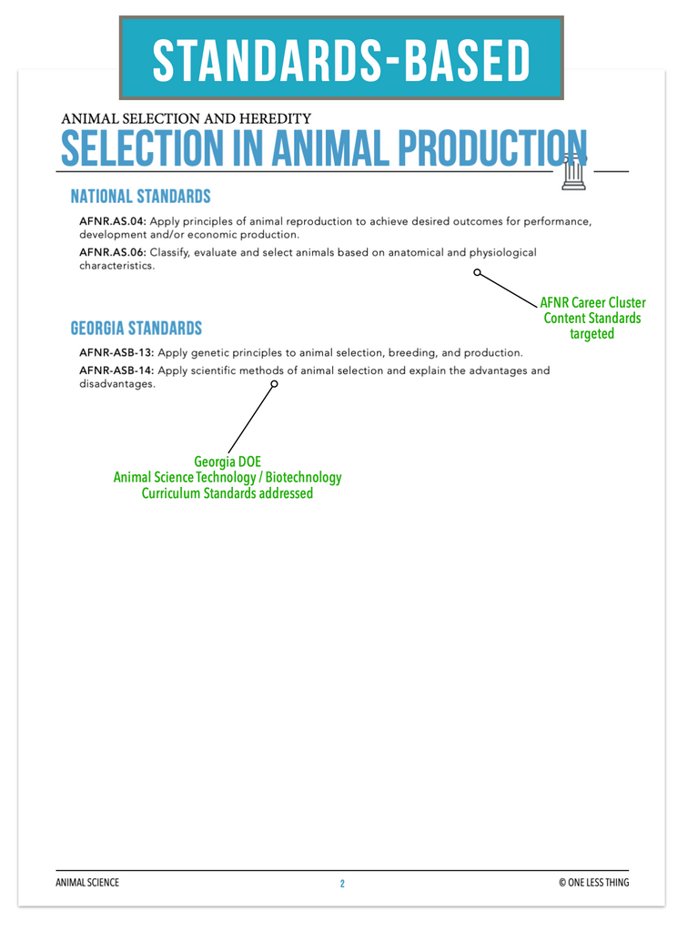 CCANS10.3 Selection in Animal Production, Animal Science Complete Curriculum