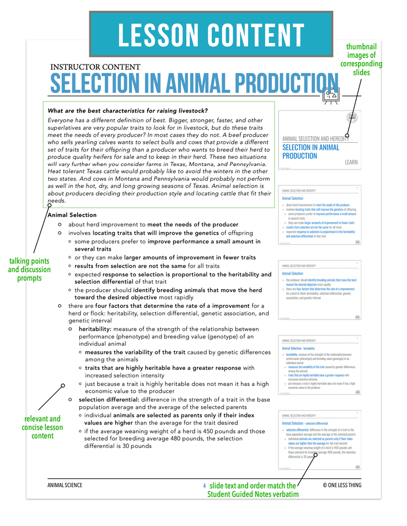 CCANS10.3 Selection in Animal Production, Animal Science Complete Curriculum