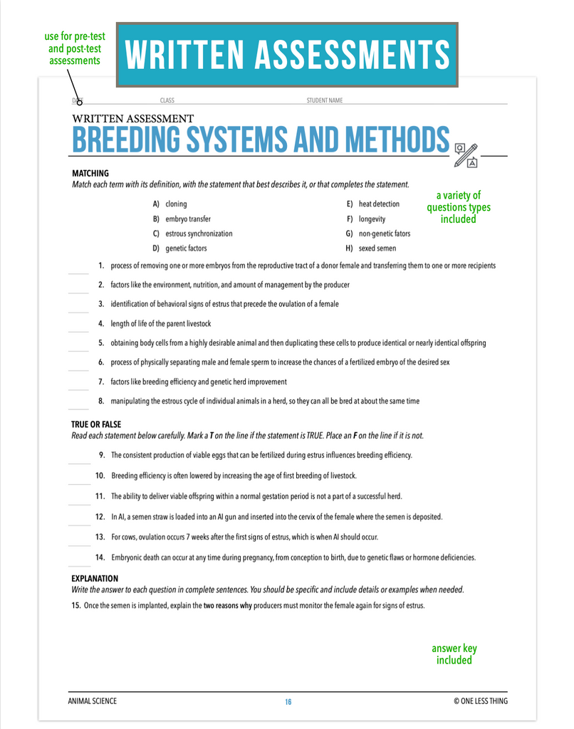 CCANS11.3 Breeding Systems and Methods, Animal Science Complete Curriculum