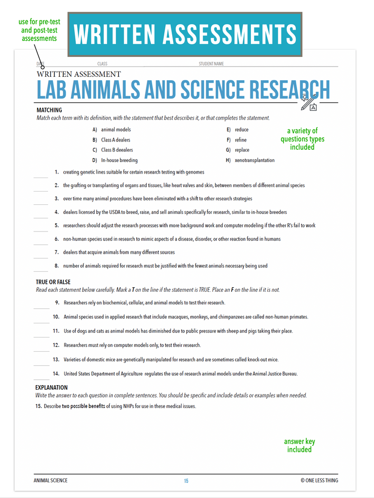 CCANS12.2 Lab Animals and Science Research, Animal Science Complete Curriculum