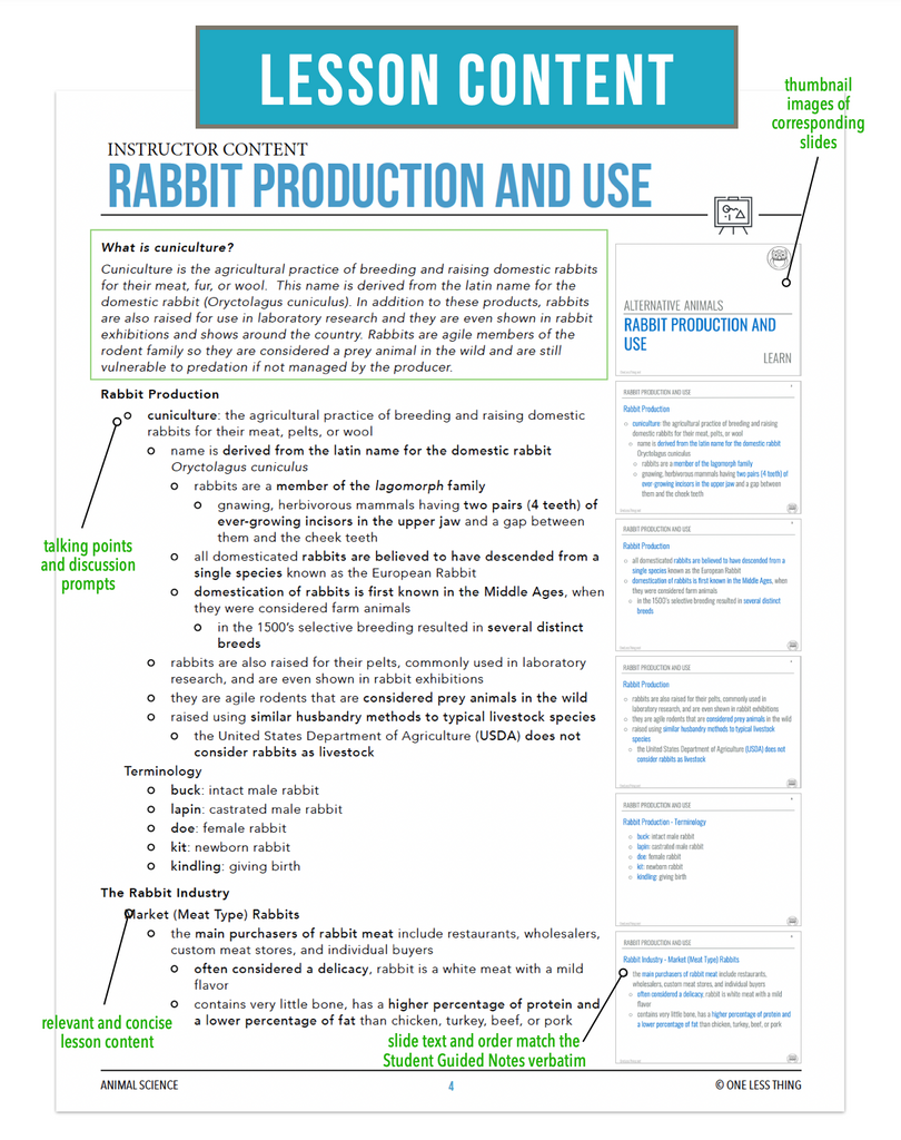 CCANS12.3 Rabbit Production and Use, Animal Science Complete Curriculum