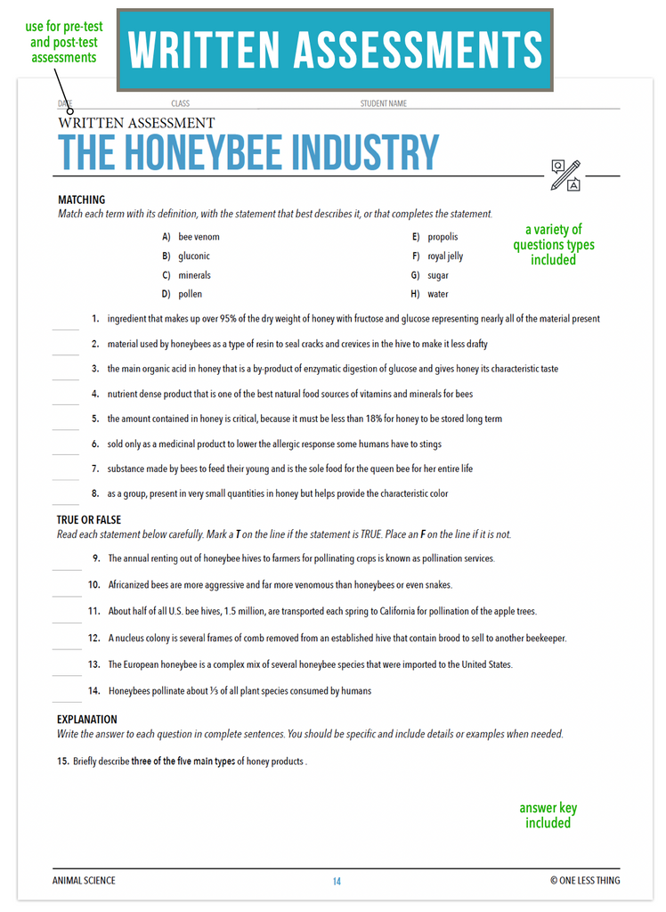 CCANS12.4 The Honeybee Industry, Animal Science Complete Curriculum