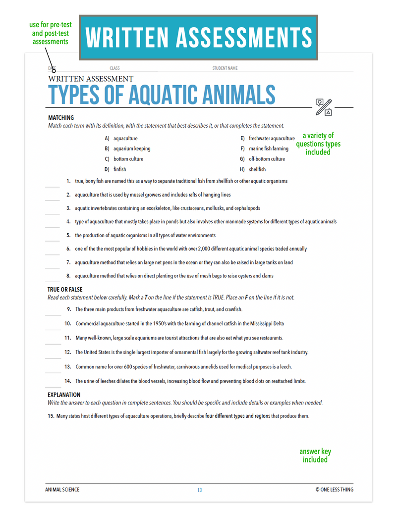 CCANS13.1 Types of Aquatic Animals, Animal Science Complete Curriculum