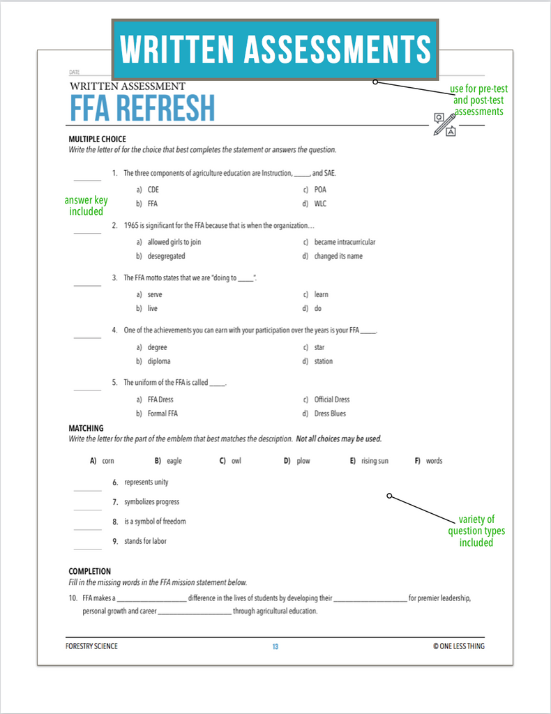 CCFOR01.1 FFA Refresh, Forestry Complete Curriculum