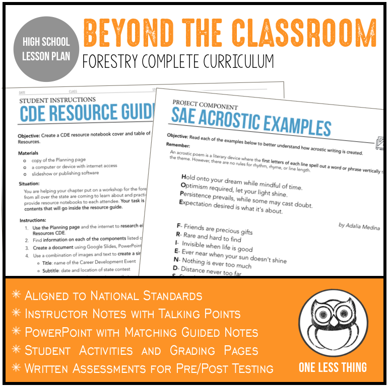CCFOR01.2 Beyond the Classroom, Forestry Complete Curriculum