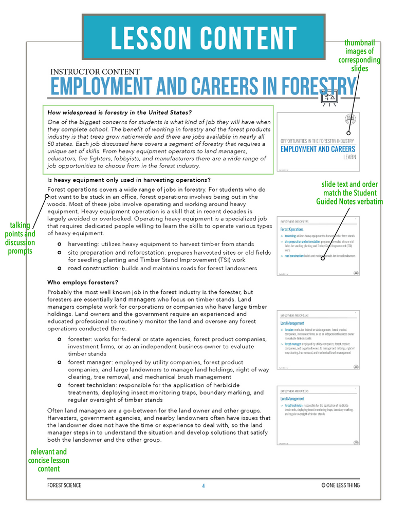 CCFOR01.3 Employment and Careers, Forestry Complete Curriculum