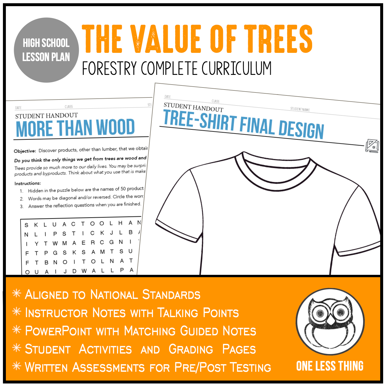 Notes Forestry Lesson CCFOR02.1 Value of Trees, Forestry Complete Curriculum – One Less Thing