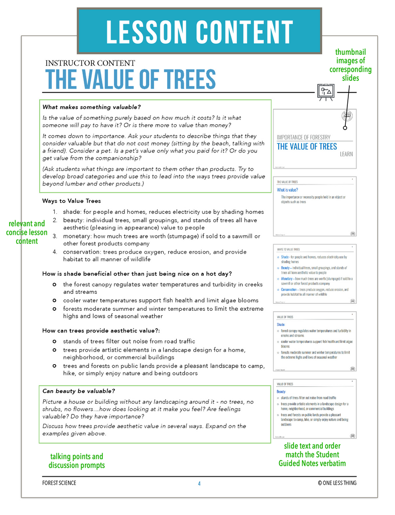 CCFOR02.1 Value of Trees, Forestry Complete Curriculum