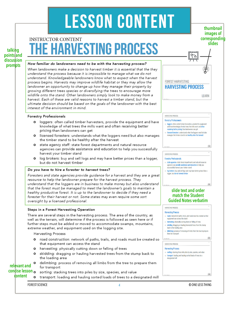 CCFOR09.1 The Harvesting Process, Forestry Complete Curriculum