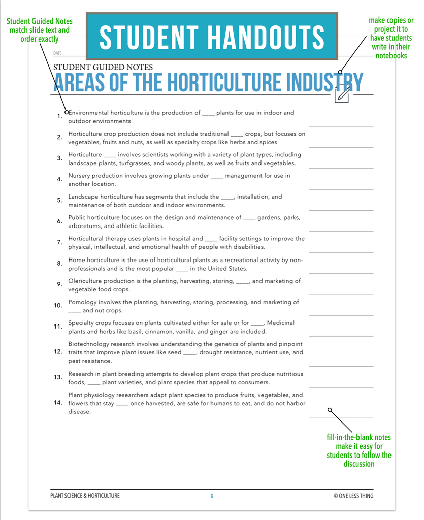 CCPLT02.1 Areas of the Horticulture Industry, Plant Science Complete Curriculum