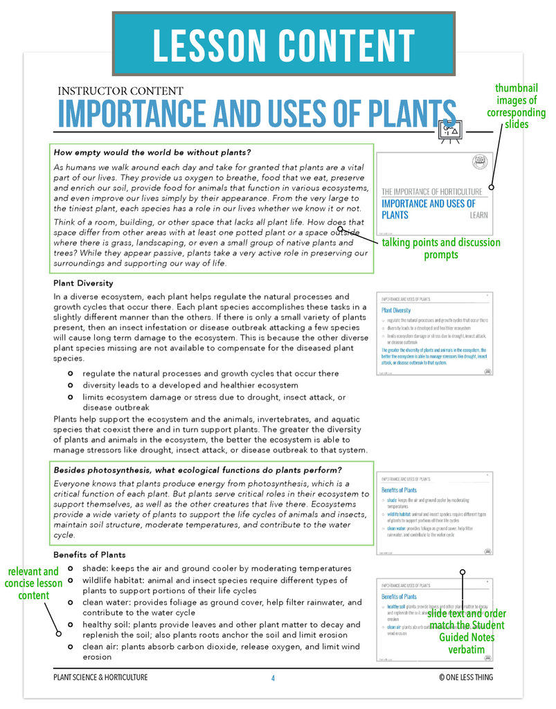 CCPLT02.2 Importance and Uses of Plants, Plant Science Complete Curriculum