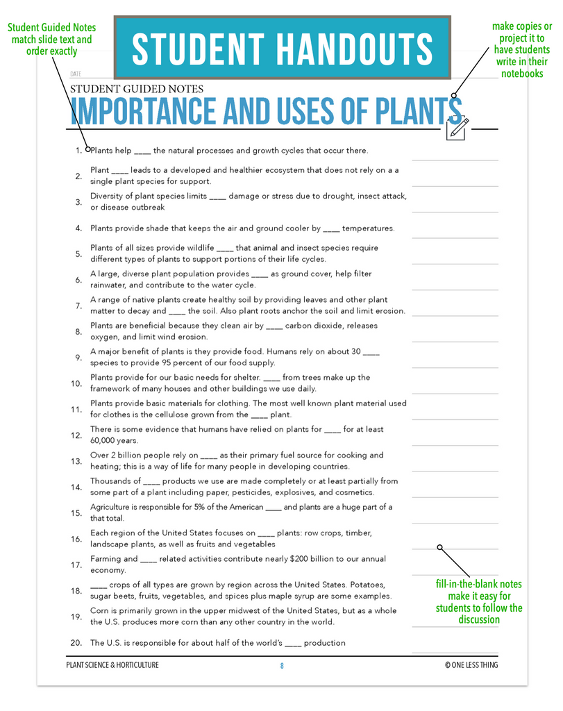 CCPLT02.2 Importance and Uses of Plants, Plant Science Complete Curriculum