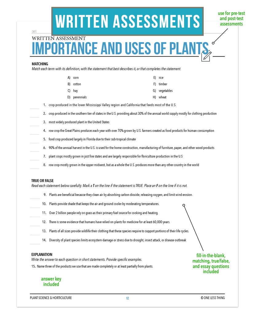 CCPLT02.2 Importance and Uses of Plants, Plant Science Complete Curriculum