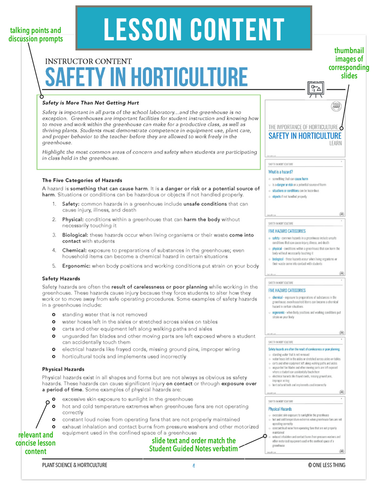 CCPLT02.4 Safety in Horticulture, Plant Science Complete Curriculum