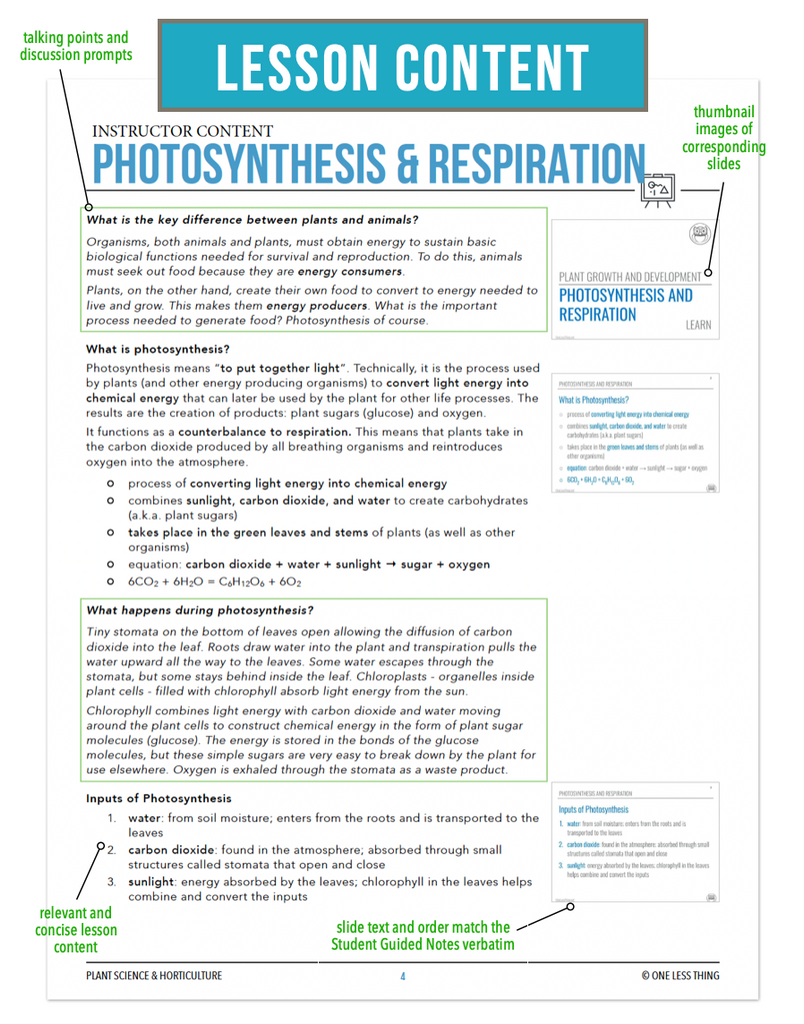 CCPLT04.3 Photosynthesis and Respiration, Plant Science Complete Curriculum