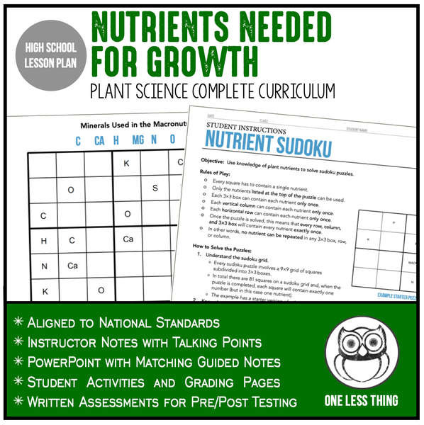 CCPLT07.1 Nutrients and Growth, Plant Science Complete Curriculum