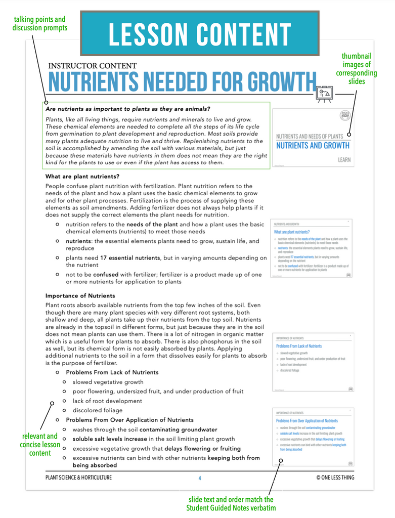 CCPLT07.1 Nutrients and Growth, Plant Science Complete Curriculum