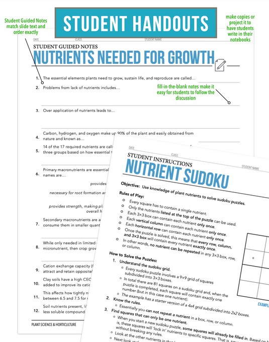 CCPLT07.1 Nutrients and Growth, Plant Science Complete Curriculum