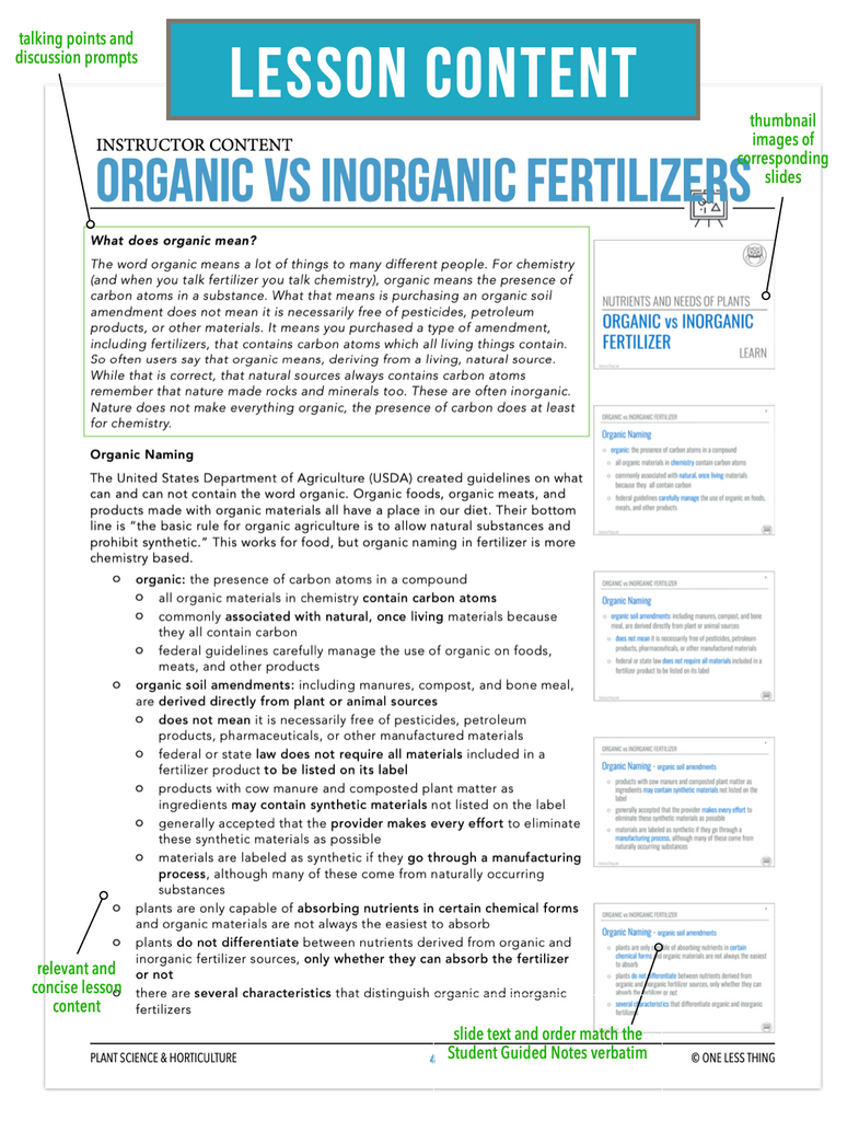 CCPLT08.2 Organic vs Inorganic Fertilizers, Plant Science Complete Curriculum