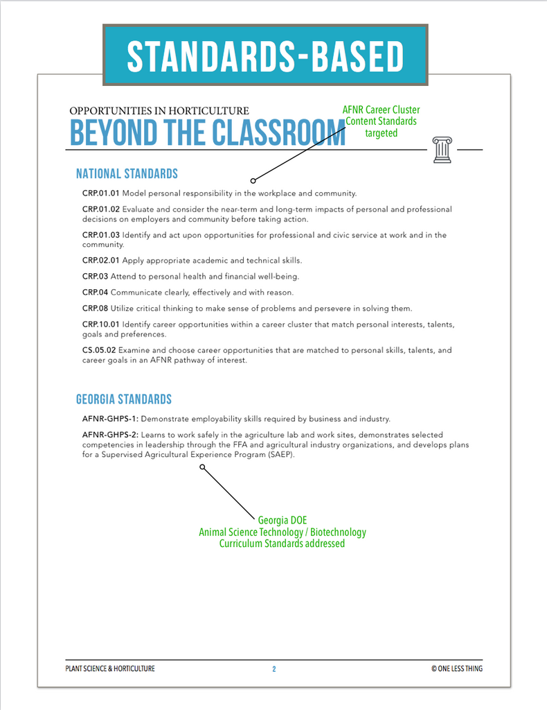 CCPLT01.2 Beyond the Classroom, Plant Science Complete Curriculum