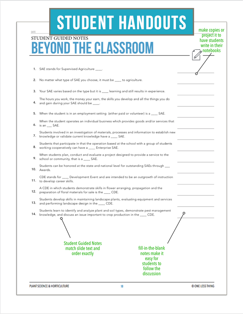 CCPLT01.2 Beyond the Classroom, Plant Science Complete Curriculum