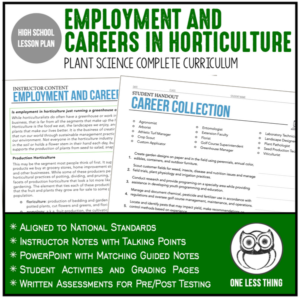 CCPLT01.3 Employment and Careers in Horticulture, Plant Science Complete Curriculum