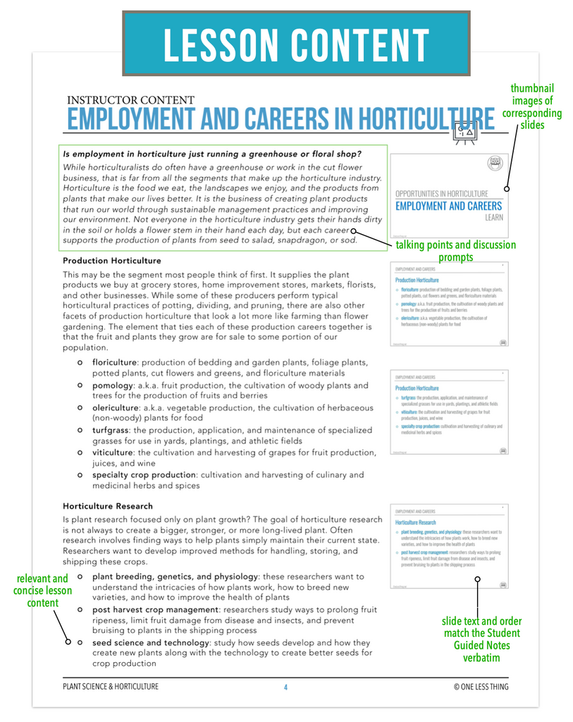 CCPLT01.3 Employment and Careers in Horticulture, Plant Science Complete Curriculum