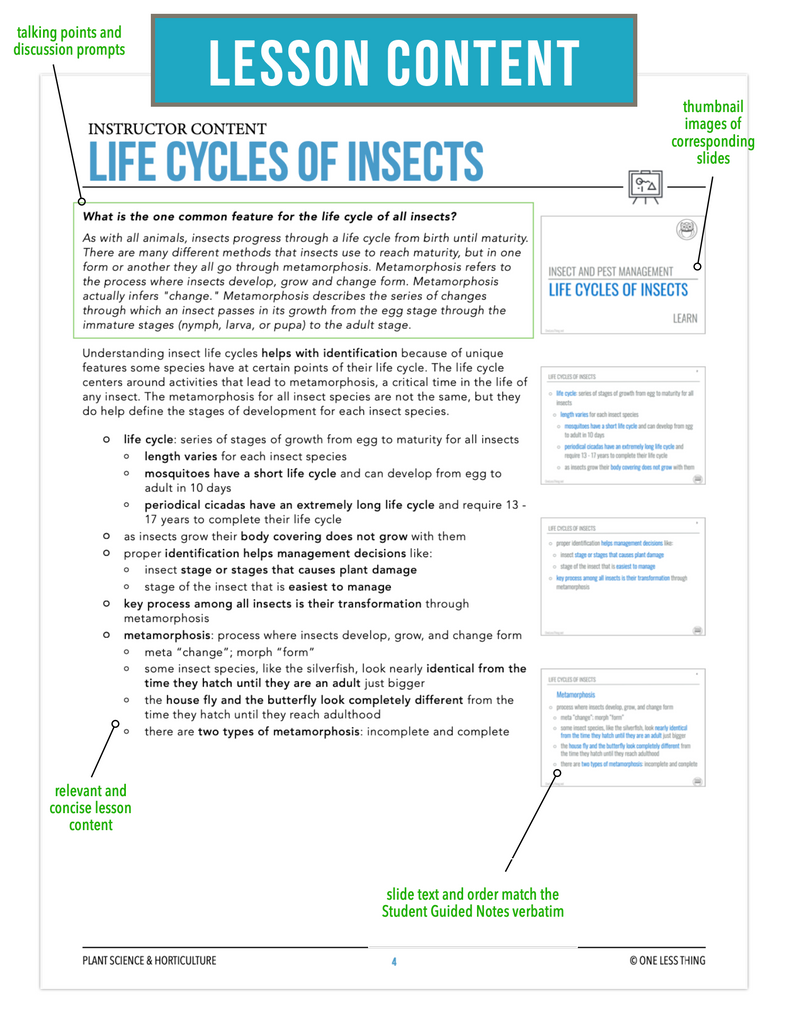 CCPLT10.2 Life Cycles of Insects, Plant Science Complete Curriculum