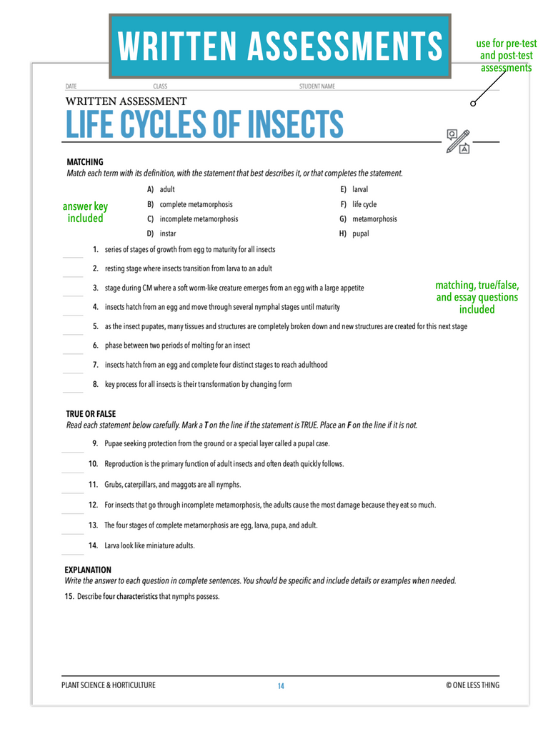 CCPLT10.2 Life Cycles of Insects, Plant Science Complete Curriculum