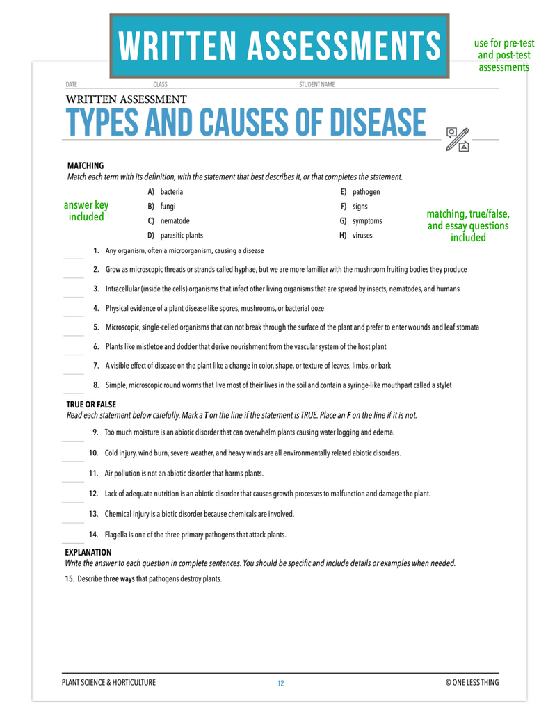 CCPLT11.1 Types and Causes of Disease, Plant Science Complete Curriculum