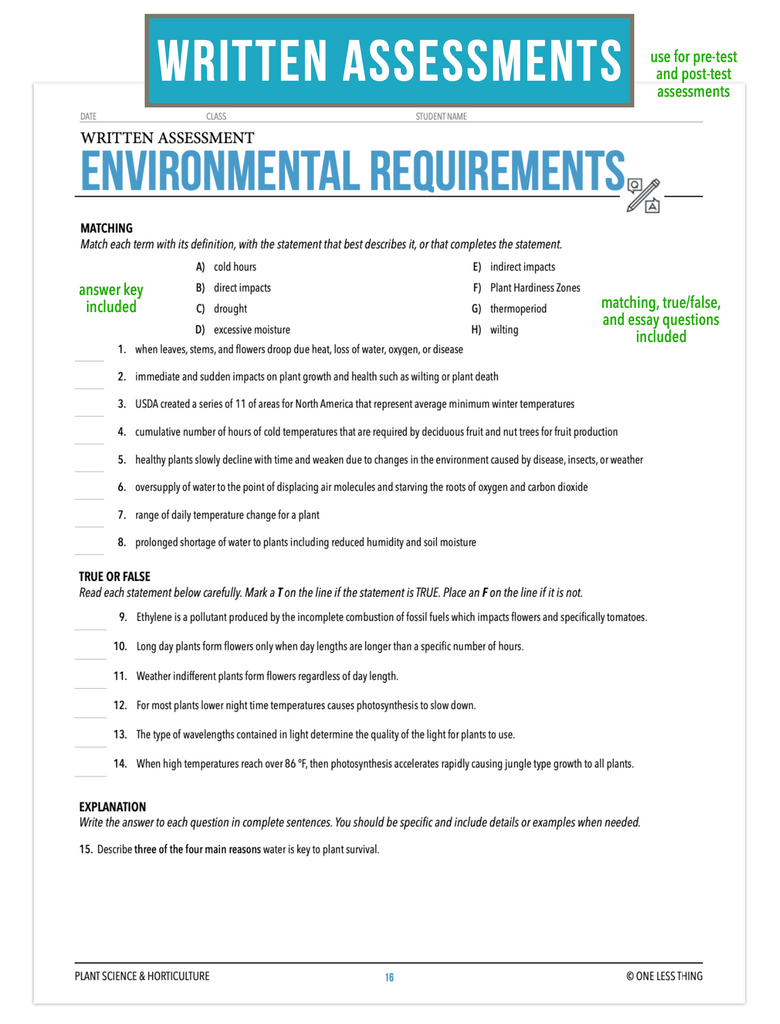 CCPLT12.1 Environmental Requirements, Plant Science Complete Curriculum