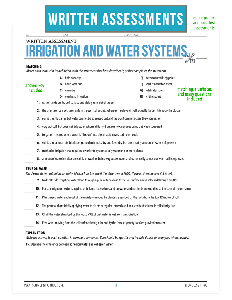 CCPLT12.3 Irrigation and Water Systems, Plant Science Complete Curriculum