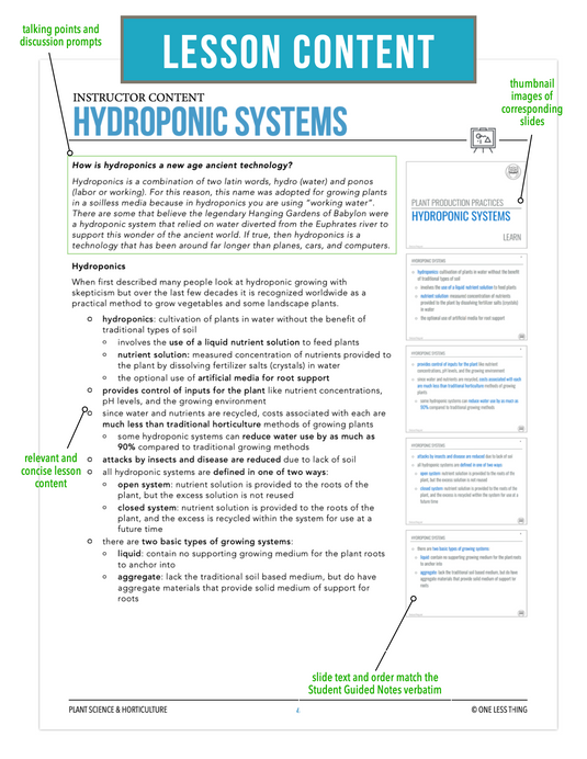 CCPLT12.4 Hydroponic Systems, Plant Science Complete Curriculum