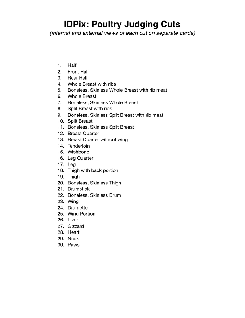 Poultry Judging Cuts ID, PowerPoint Downloads