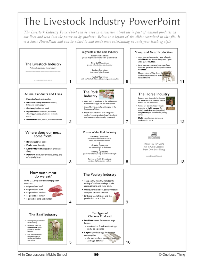 6-10 The Livestock Industry, Lesson Plan Download