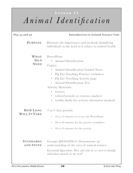 6-11 Animal ID Systems, Lesson Plan Download