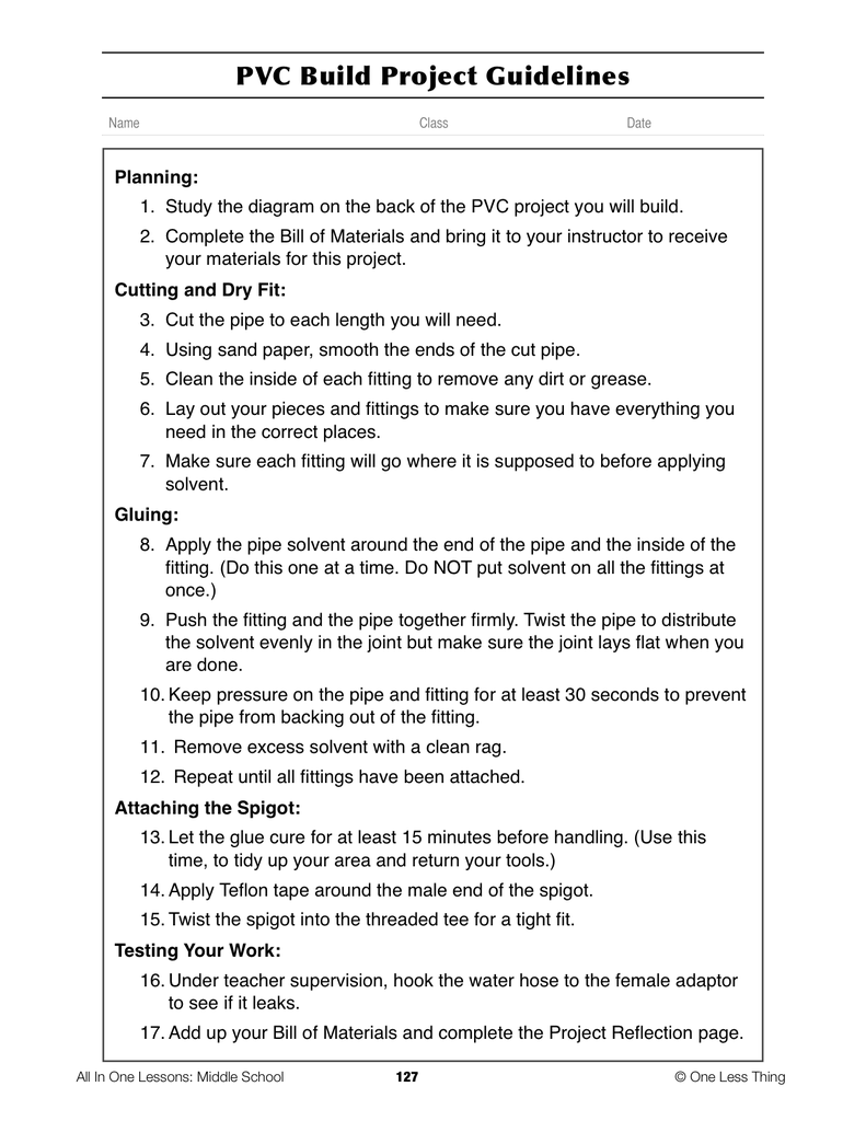 7-12 Intro to PVC and Plumbing, Lesson Plan Download