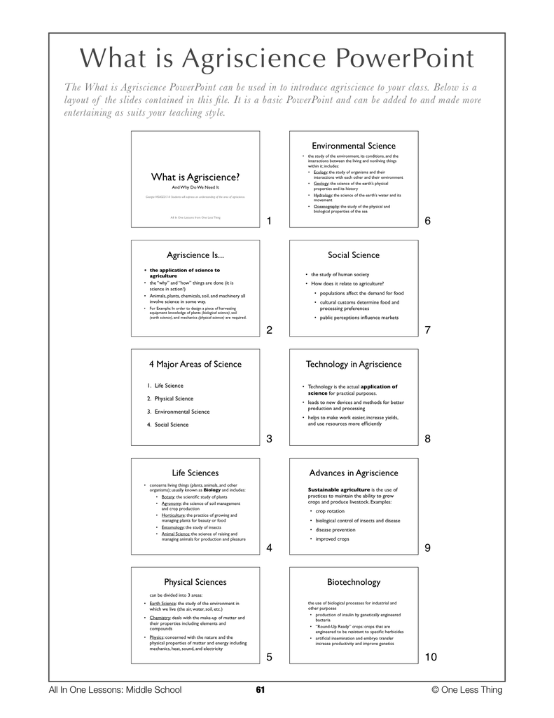 7-06 What is Agriscience, Lesson Plan Download