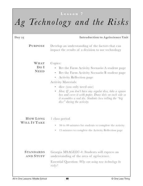 7-07 Ag Technology and Risk, Lesson Plan Download