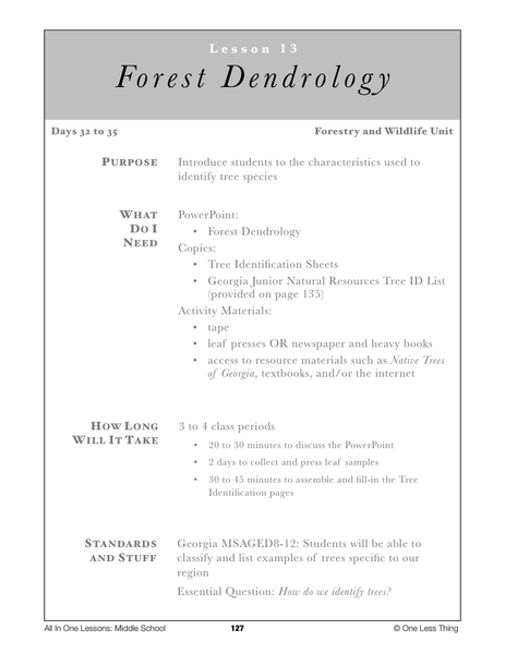 8-13 Forest Dendrology, Lesson Plan Download