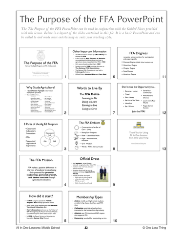 8-02 Purpose the FFA, Lesson Plan Download – One Less Thing