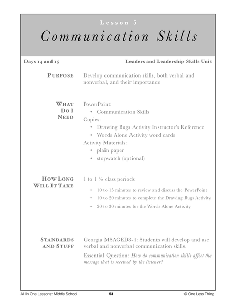 8-05 Communication Skills, Lesson Plan Download