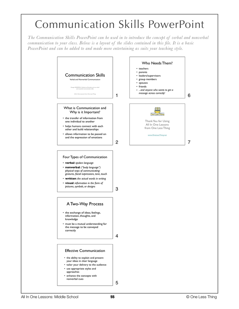 8-05 Communication Skills, Lesson Plan Download