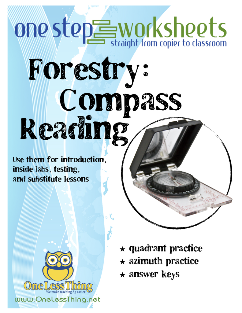 Compass Reading Tasks Compass Reading, One Step Worksheet Downloads - One Less Thing